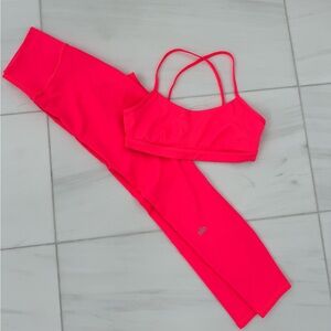 Alo Airlift 7/8 high rise legging & matching sport bra- Size SM Neon Pink